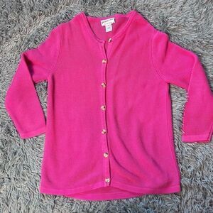 Vintage Pendleton Pink Cardigan Knit Sweater Size Small Cotton Knit Button Front